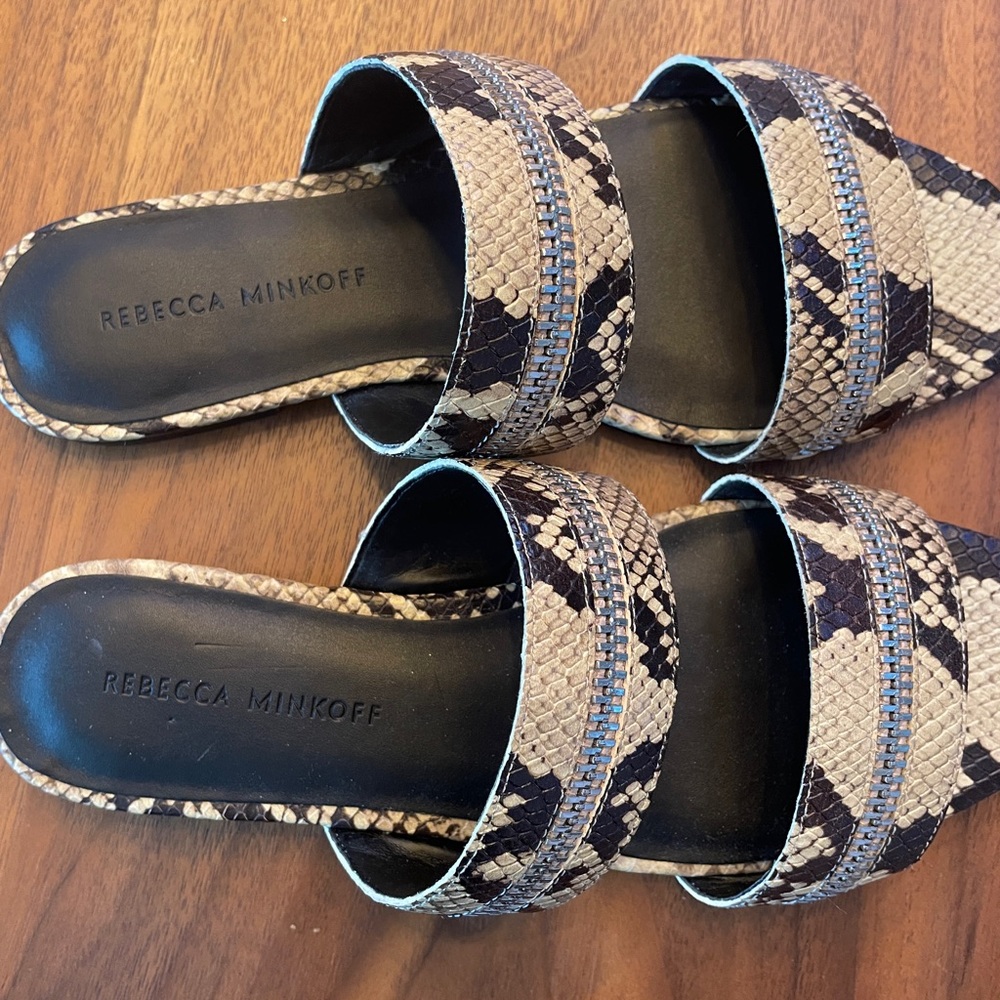 Rebecca Minkoff Snakeskin Slide Sandals, brand new. Size 7